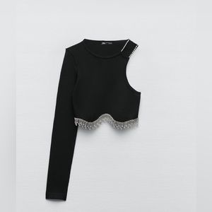 ZARA - SEAMLESS RHINESTONE TOP BLACK - REF. 7901/810 - XS-S